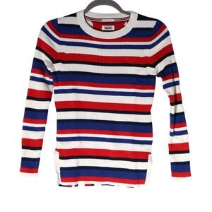Tommy Hilfiger Denim Women's Striped Ribbed Long Sleeve Tunic‎ Top Sz Small Y2K
